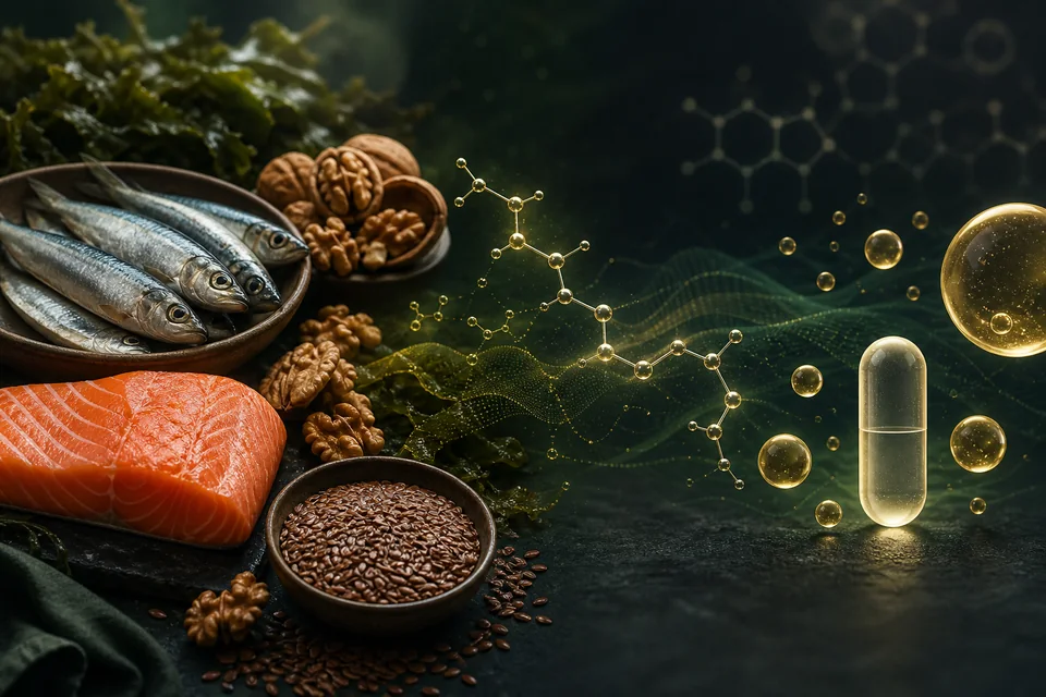 Whole-food omega sources balanced against a neutral supplement form